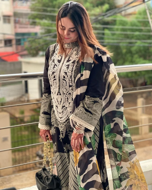 Sana Safinaz Black Luxury Lawn Collection Replica