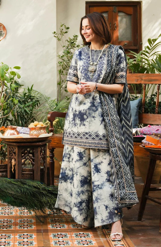 SAPPHIRE EMBROIDERED & PRINTED LAWN 3 PIECE DRESS